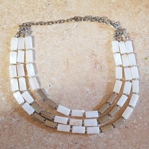 White and silver 3 tiered necklace